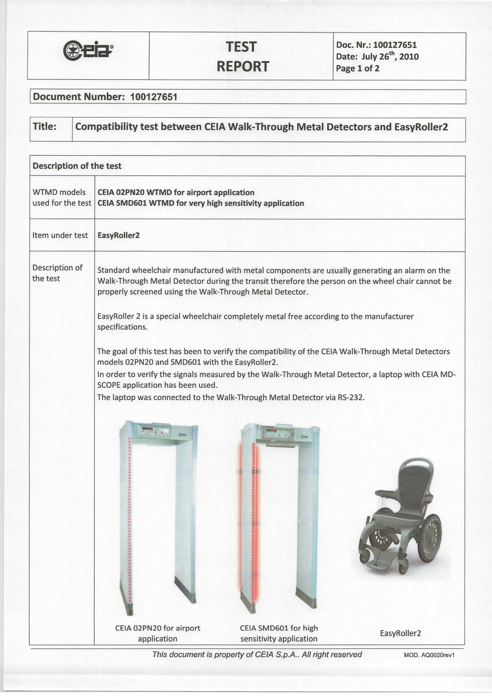 CEIA TEST REPORT  - Account Easy roller
