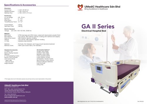 GA II Series Electrical Hospital Bed