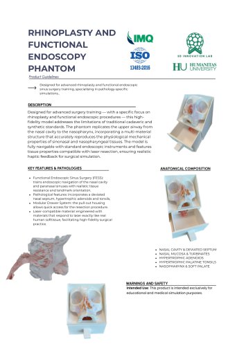 RHINOPLASTY AND FUNCTIONAL ENDOSCOPY PHANTOM DATA-SHEET