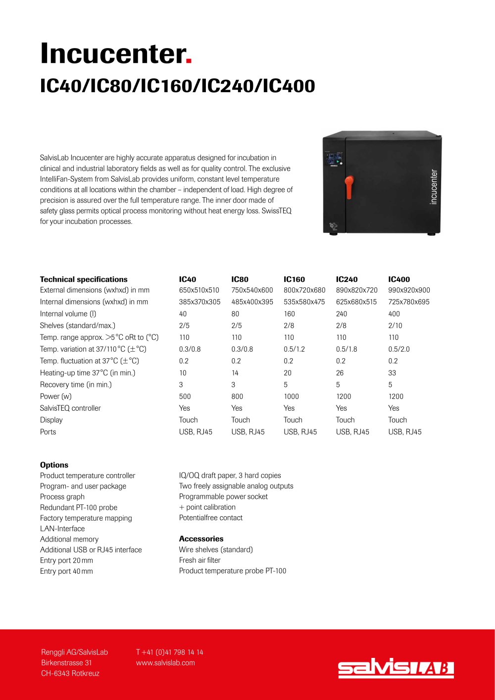 IC40 80 160 240 400 E Datasheet - Renggli AG / Salvislab