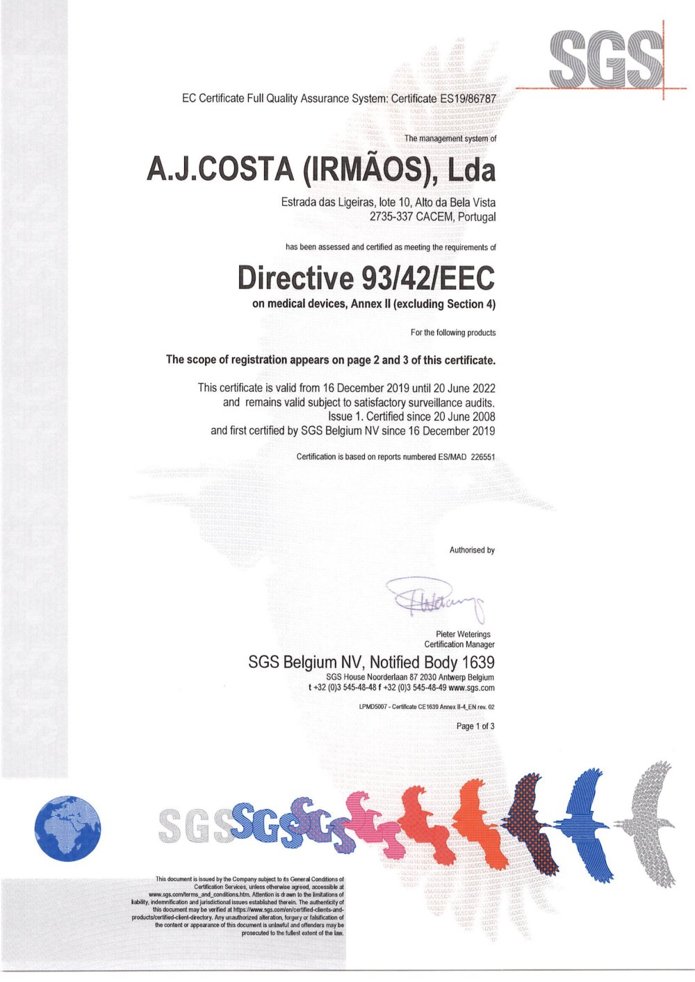  Directive 93/42/EEC - A.J.Costa