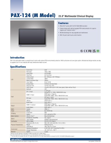 PAX-124 (F Model) 23.8" Clinical Display - Datasheet