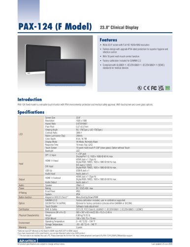 PAX-124 (F Model) - Datasheet