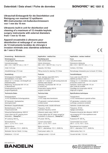 S&reg; MC 1001 E Datenblatt / Data sheet / Fiche de donn&eacute;es