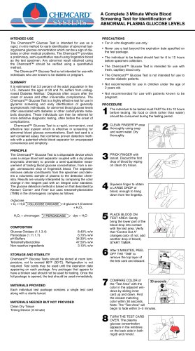 Chemcard™ Glucose Test- PROFESSIONAL USE