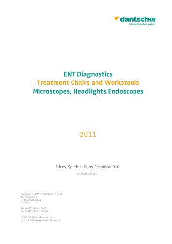 ENT Diagnostics Treatment Chairs and Workstools, Microscopes, Headlights, Endoscopes