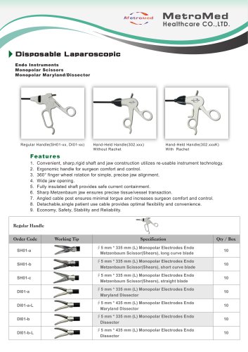 Endo Instruments / Monopolar Scissors / Monopolar Maryland/Dissecto