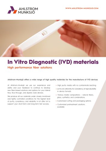 In Vitro Diagnostic (IVD) Materials