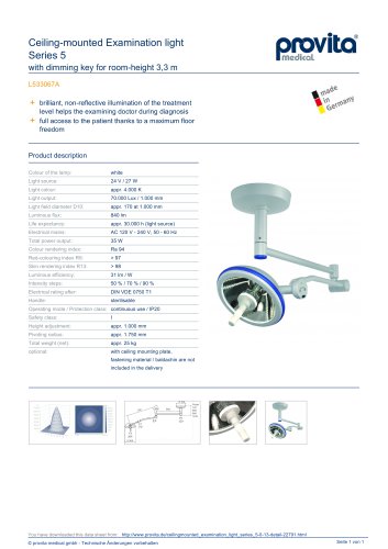 Ceiling-mounted Examination light Series 5