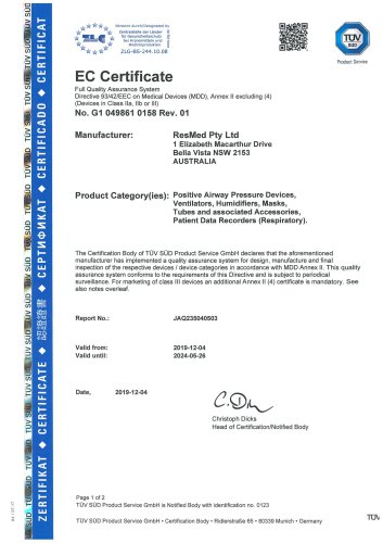 EC certificate (MDD)