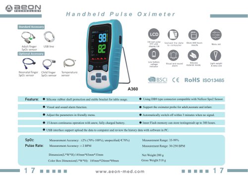 A360 handheld pulse oximeter