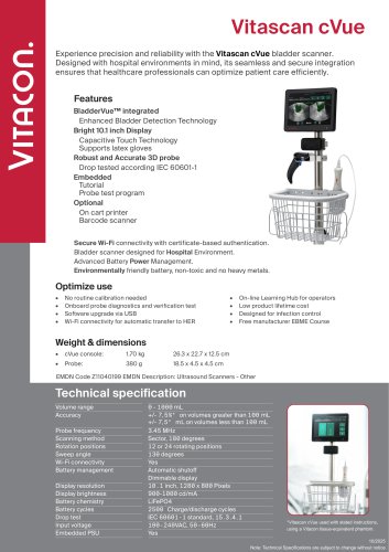 Vitascan cVue technical data