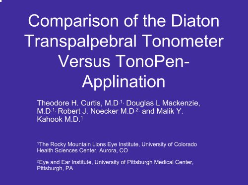 Comparison of the Diaton Transpalpebral Tonometer Versus Tono-Pen Applanation