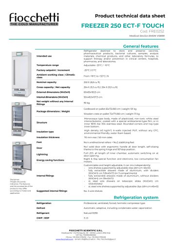 FREEZER 250 ECT-F TOUCH