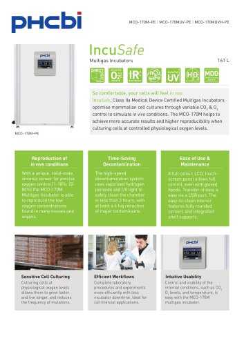 MCO-170M-PE / MCO-170MUV-PE / MCO-170MUVH-PE - Multigas Incubators
