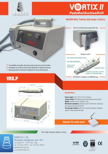 Vortix : vacuum suction drill for podiatry, podology, nails