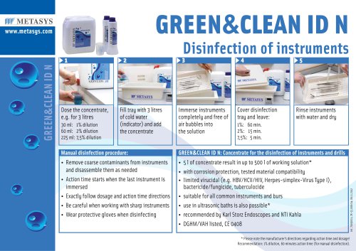 GREEN&CLEAN ID N Disinfection of instruments