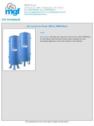 AIR RECEIVERS FROM 100 TO 5000 LITERS