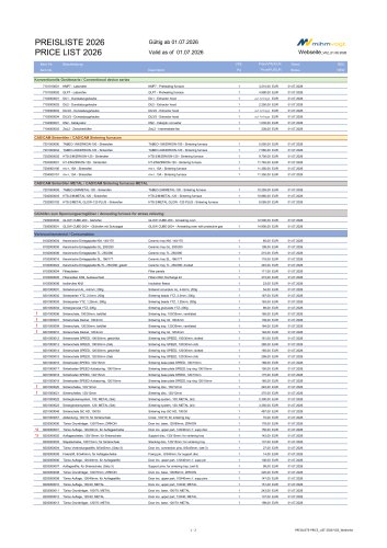 Price List 2026