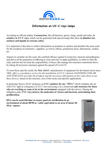 Information on UV-C rays lamps