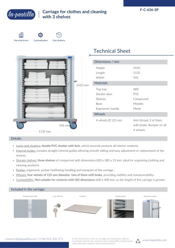 Carriage for clothes and cleaning 3 shelves