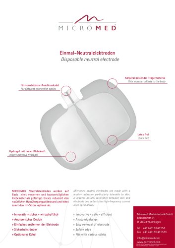 Einmal-Neutralelektroden