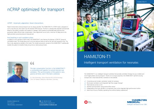 HAMILTON-T1 with neonatal function brochure