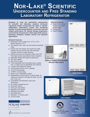 Undercounter and Free Standing Laboratory Refrigerator