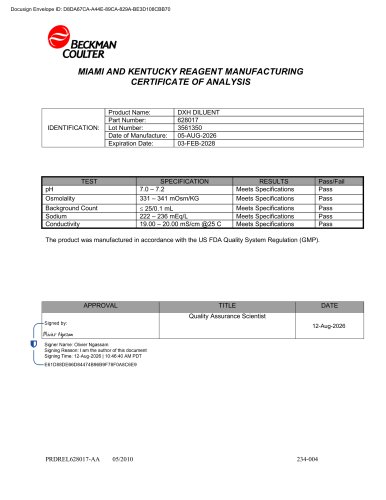 MIAMI AND KENTUCKY REAGENT MANUFACTURING