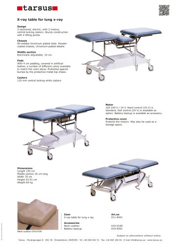 X-ray table for lung x-ray