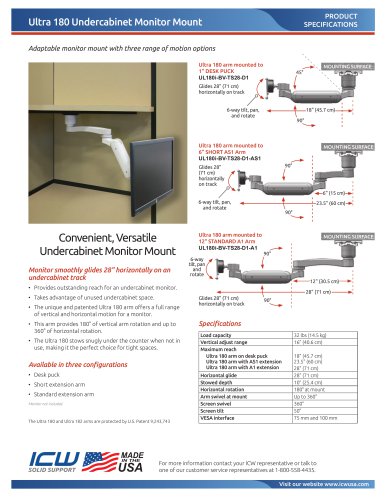 Tisch-Monitorhalterung - Ultra 180 - ICWUSA - für medizinische Zwecke /  neigbar