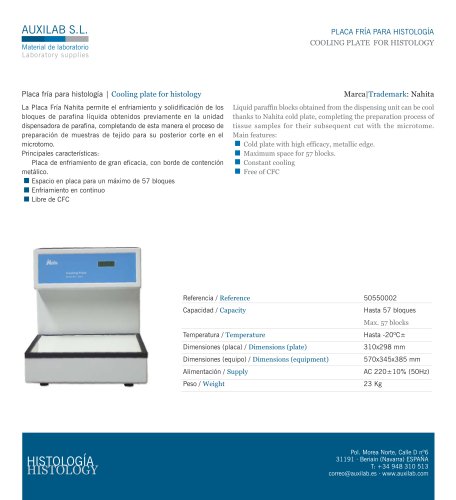 COOLING PLATE FOR HISTOLOGY