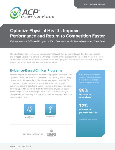 Optimize Physical Health, Improve Performance and Return to Competition Faster