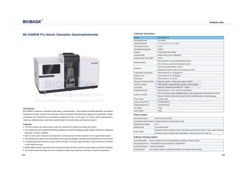 289-290 Pro Atomic Absorption Spectrophotometer BK-AA860B