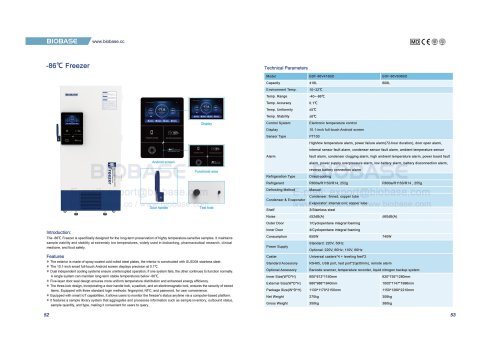 52-53 -86℃ Freezer BDF-86V418BD BDF-86V608BD