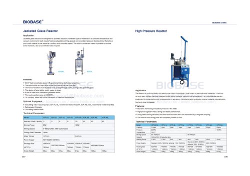 537-538 Jacketed Glass Reactor & High Pressure Reactor