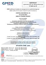 Certificate of registration NF EN ISO 13485 : 2016 N°8447 rev.18-1