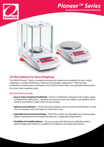 Pioneer Series Analytical and Precision Balances