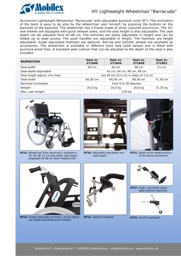 "Dolphin" and "Barracuda" lightweight aluminium wheelchairs