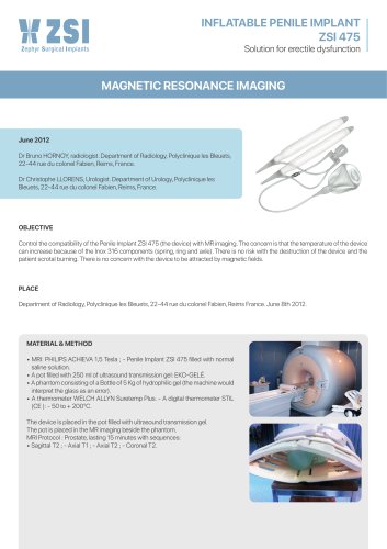 INFLATABLE PENILE IMPLANT ZSI 475 MAGNETIC RESONANCE IMAGING