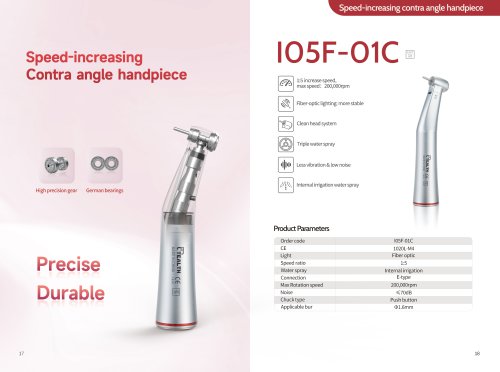Speed-increasing contra angle handpiece