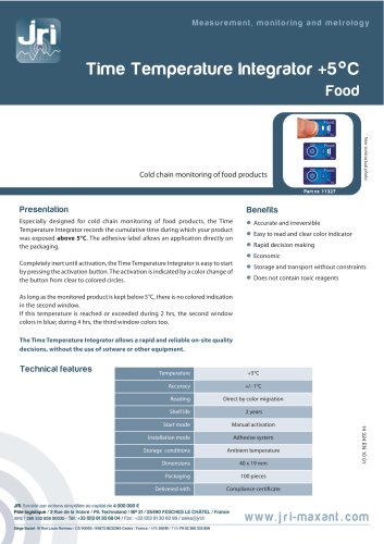 TIME TEMPERATURE INTEGRATOR +5°C FOOD