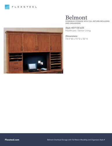 Belmont: OVERHEAD STORAGE WITH FULL RETURN MOULDING AND ORGANIZERS | 74.5"W x 15"D x 50"H