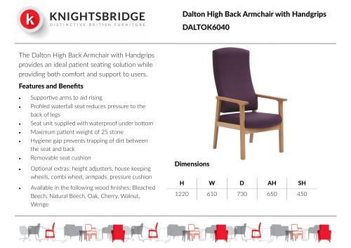 Dalton High Back Armchair with Handgrips DALTOK6040