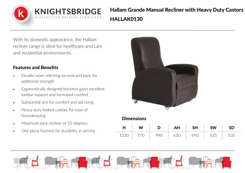 Hallam Grande Manual Recliner with Heavy Duty Castors