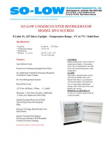 UNDERCOUNTER REFRIGERATOR MODEL MV4-8UCRDA