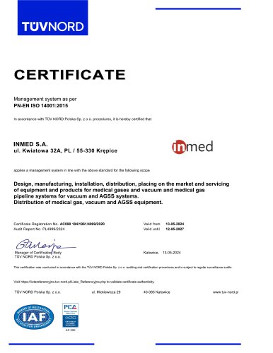   CERTIFICATE PN-EN ISO 14001:2015