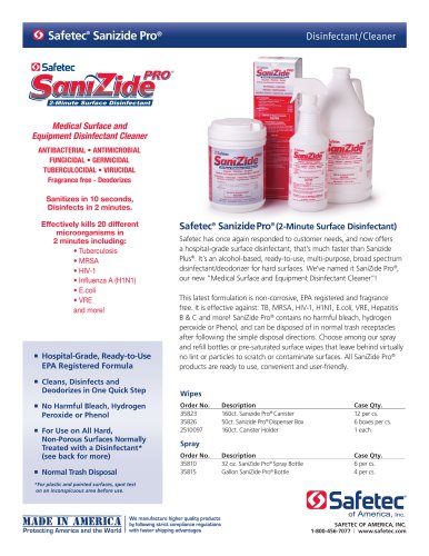SaniZide Pro&reg; Spray, 2-Minute Surface Disinfectant