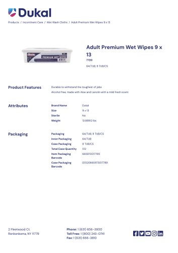 Adult Premium Wet Wipes 9 x 13