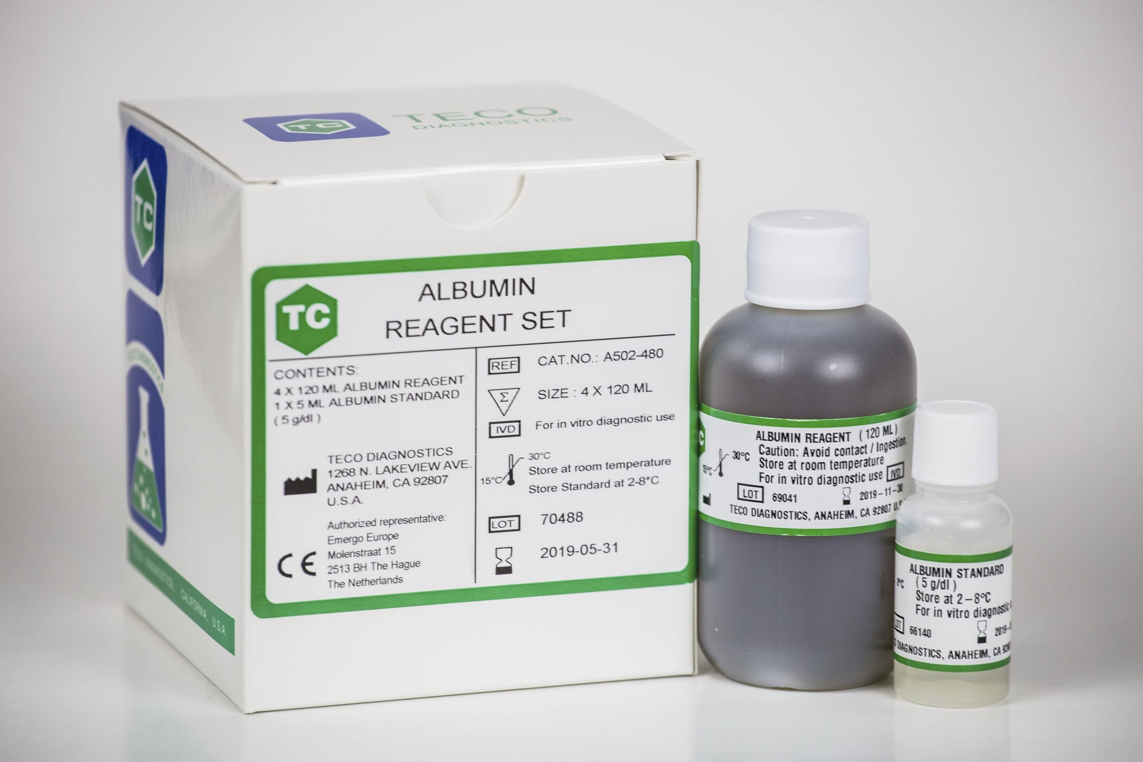 Reagente de albumina A502480 Teco Diagnostics de amostras de